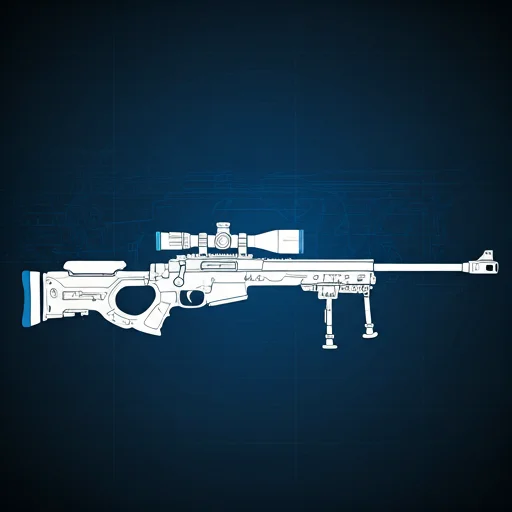 Een langafstandssluipschuttersgeweer met een schone witte afwerking en moderne tactische styling, dat een verzamelobject CS2 sluipschutters wapen huid vertegenwoordigt.