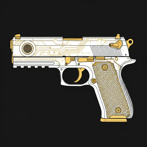 Een premium wit pistool met gouden accentdetails, ontworpen als een elegante CS2 cosmetische huid geschikt voor high-tier digitale inventariscollecties.